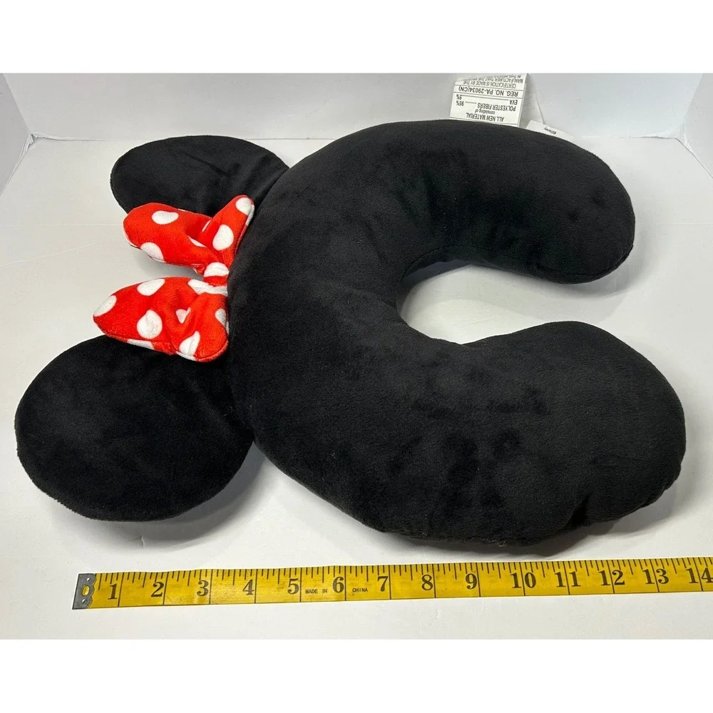 Disney Minnie Mouse Travel Neck Pillow Black Red‎ Polka Dot Bow Kids
